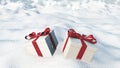 3D Christmas gifts nestled in snow