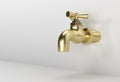 3D Render Chrome Tap with a water stream isolated on white 3d illustration