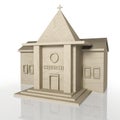3D render of church building with reflection Royalty Free Stock Photo