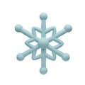 3D render clay hexagon snowflake