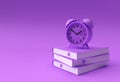 3D Render Clock with books in minimal style Illustration