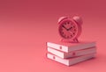 3D Render Clock with books in minimal style Illustration