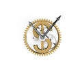 3d render of clock with US dollar sign on dial