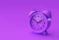 3D Render Close up alarm clock on Purplle background Design