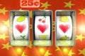Slot machine with hearts shapes