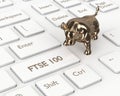 3d render of computer keyboard with FTSE 100 index button Royalty Free Stock Photo