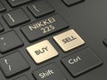3d render of computer keyboard with NIKKEI 225 index button Royalty Free Stock Photo