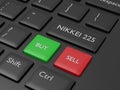 3d render of computer keyboard with NIKKEI 225 index button