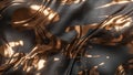 3d render Cloth wave with Abstract gold black background Royalty Free Stock Photo