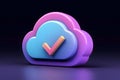 3D Render of a Cloud with a Checkmark: Secure Cloud Storage Concept Royalty Free Stock Photo