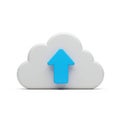 3D Cloud Upload Icon Digital Technology Data Storage Network Blue Arrow White Symbol Design Modern Royalty Free Stock Photo