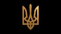 3d render Coat of Arms of Ukraine. Gold state emblem. National Ukrainian symbol. Golden trident icon.