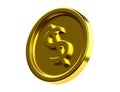 3d render coin - dollar game icon, casino usd currency and finance badge. Cartoon money symbol, bank payment