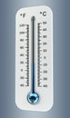 3D render cold white thermometer indicating low temperature