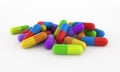 3d render color pill capsules (clipping path)