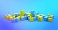 3d render of colored children\'s cubes on gradient background Royalty Free Stock Photo