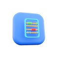 3d render Colorful abacus icon cute smooth on white background, arithmetic game learn counting number concept. finance