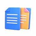 3D Render of Colorful Documents and Paperwork Stacked on transparent background Royalty Free Stock Photo