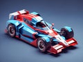 3d render colorful racing car isolated on gradient blue background Royalty Free Stock Photo