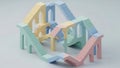 Surreal isometric structure with impossible staircases in pastel colors. Royalty Free Stock Photo