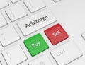 3d render of computer keyboard with ARBITRAGE button Royalty Free Stock Photo