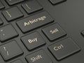 3d render of computer keyboard with ARBITRAGE button Royalty Free Stock Photo