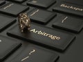 3d render of computer keyboard with ARBITRAGE button Royalty Free Stock Photo