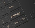 3d render of computer keyboard with ARBITRAGE button