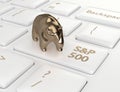 3d render of computer keyboard with bear and S&P 500 index