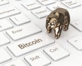 3d render of computer keyboard with BITCOIN button Royalty Free Stock Photo