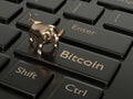 3d render of computer keyboard with BITCOIN button Royalty Free Stock Photo