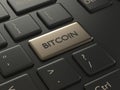 3d render of computer keyboard with BITCOIN button Royalty Free Stock Photo
