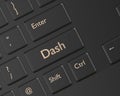3d render of computer keyboard with Dash button