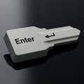 3D Render of a Computer Keyboard Enter Key with Arrow Symbol on a Dark Reflective Surface Royalty Free Stock Photo