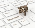 3d render of computer keyboard with ETHEREUM button Royalty Free Stock Photo
