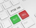 3d render of computer keyboard with FTSE 100 index button Royalty Free Stock Photo