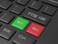 3d render of computer keyboard with FTSE 100 index button Royalty Free Stock Photo