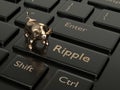 3d render of computer keyboard with Ripple button Royalty Free Stock Photo