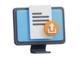 Computer screen displaying document with upload icon isolated on transparent background Royalty Free Stock Photo