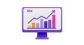3D Render of a Computer Screen Displaying a Growth Chart Royalty Free Stock Photo