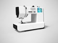 3d render computer sewing machine on gray background with shadow