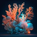 3d render of coral reef with blue and orange corals. Royalty Free Stock Photo