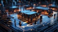 3D render of CPU core ai generated image background Royalty Free Stock Photo
