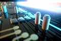 3D render CPU Technological background. Concept circuit board with computer central processing unit. Digital Chip Integrated
