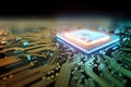 3D render CPU Technological background. Concept circuit board with computer central processing unit. Digital Chip Integrated