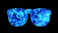 3d render cracked blue glasses sign