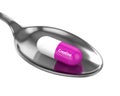 3d render of creatine pill on spoon over white