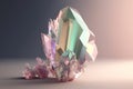 3d render, crystal on pastel background, gem, esoteric accessory. AI Generation