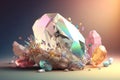 3d render, crystal on pastel background, gem, esoteric accessory. AI Generation