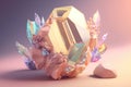 3d render, crystal on pastel background, gem, esoteric accessory. AI Generation